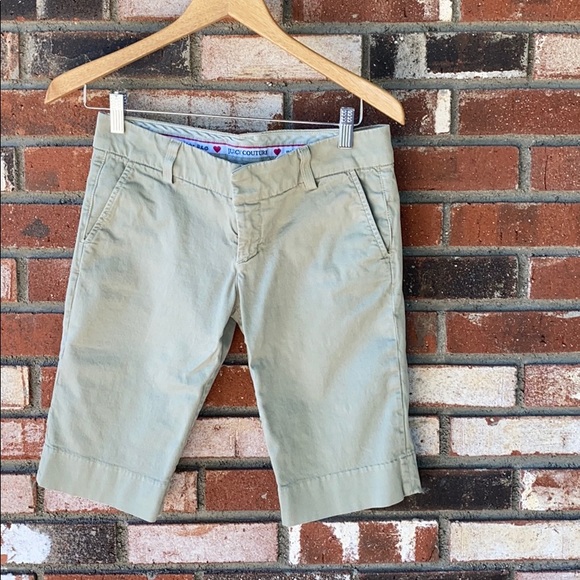 Vintage WOMENS Green Juicy Couture Bermuda Shorts SIZE 0 MADE IN USA🇺🇸💚🩳 - Picture 1 of 4